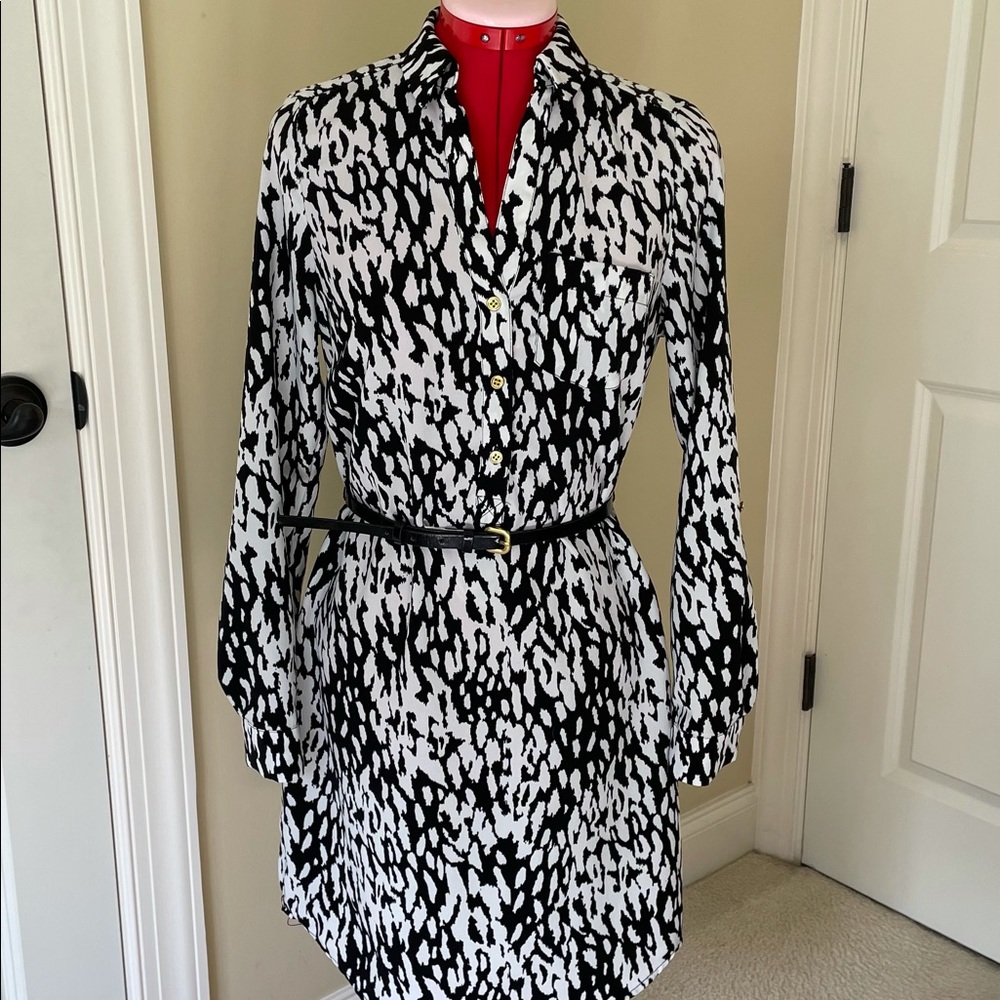 The Limited Ashton Shirt Dress Black and White Animal Print Size XS